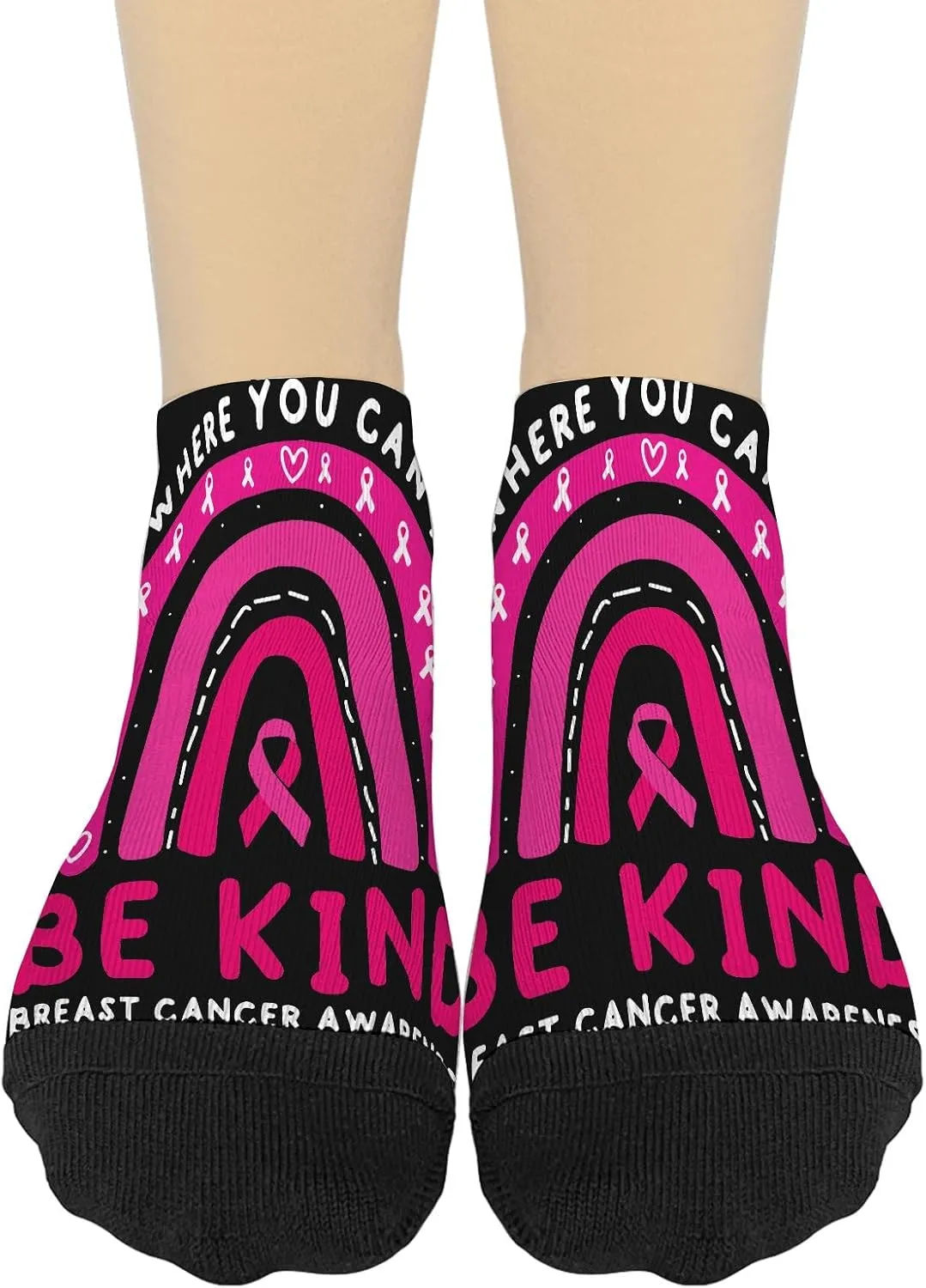 Rainbow RIbbon Fights Cancer In Every Color House No Show Socks Womens Athletic ForWomen Socks Mid Crew Sock FashionSock