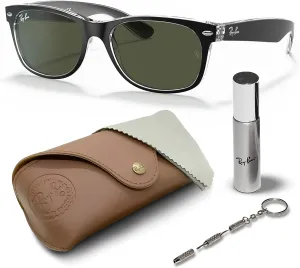 Ray-Ban RB2132 New Wayfarer Color Mix Square Shape Sunglasses With Eyewear Kit Bundle - High Bridge Fit - Square Sunglasses
