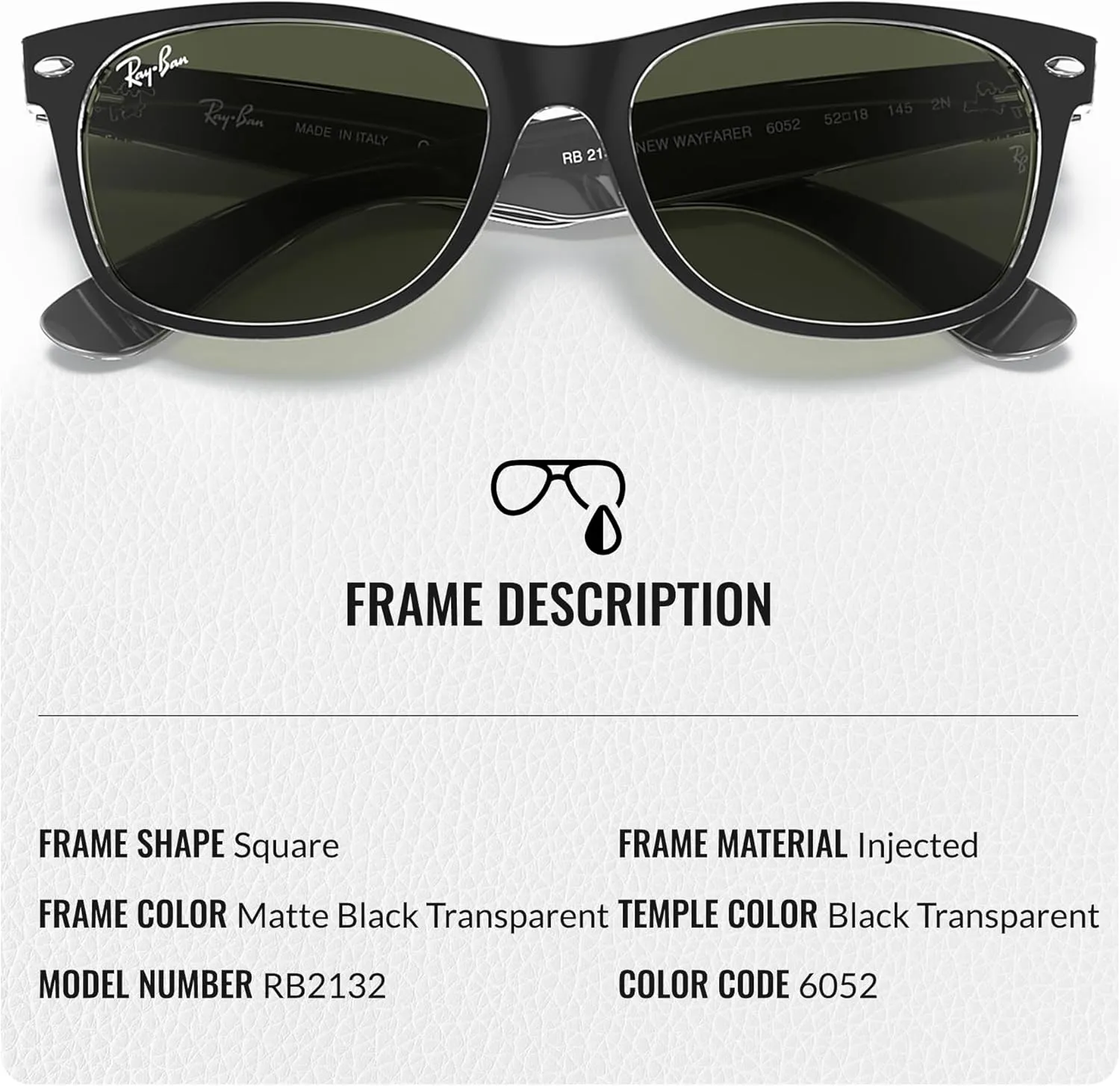 Ray-Ban RB2132 New Wayfarer Color Mix Square Shape Sunglasses With Eyewear Kit Bundle - High Bridge Fit - Square Sunglasses