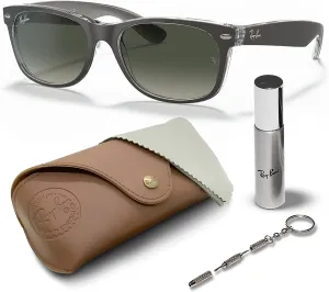 Ray-Ban RB2132 New Wayfarer Color Mix Square Shape Sunglasses With Eyewear Kit Bundle - High Bridge Fit - Square Sunglasses
