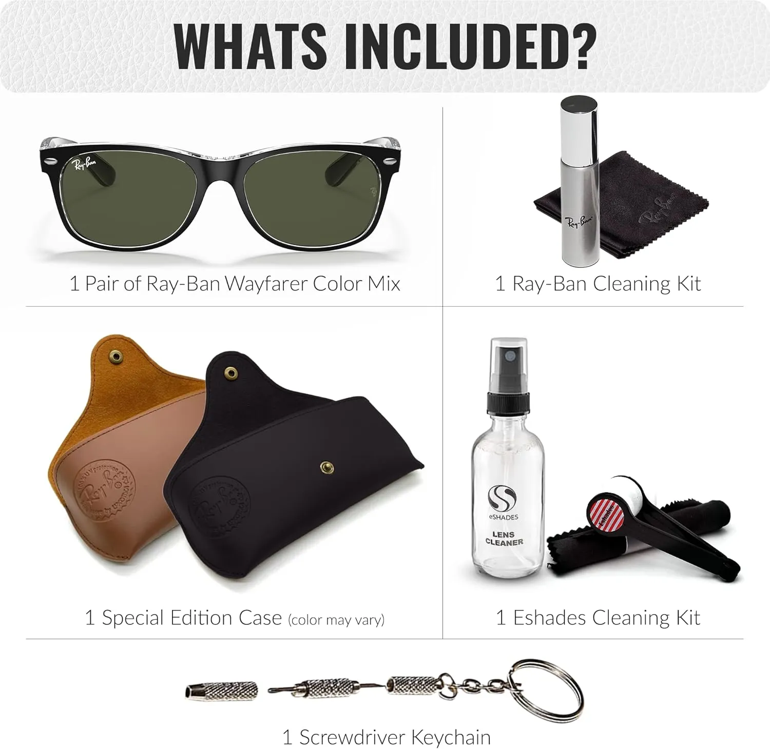 Ray-Ban RB2132 New Wayfarer Color Mix Square Shape Sunglasses With Eyewear Kit Bundle - High Bridge Fit - Square Sunglasses