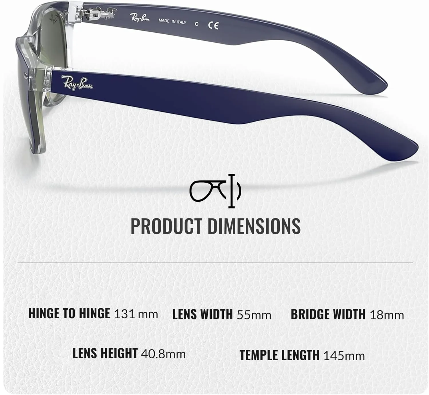 Ray-Ban RB2132 New Wayfarer Color Mix Square Shape Sunglasses With Eyewear Kit Bundle - High Bridge Fit - Square Sunglasses