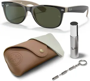 Ray-Ban RB2132 New Wayfarer Color Mix Square Shape Sunglasses With Eyewear Kit Bundle - High Bridge Fit - Square Sunglasses