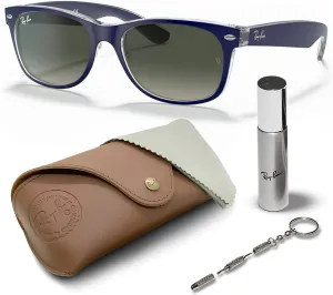 Ray-Ban RB2132 New Wayfarer Color Mix Square Shape Sunglasses With Eyewear Kit Bundle - High Bridge Fit - Square Sunglasses