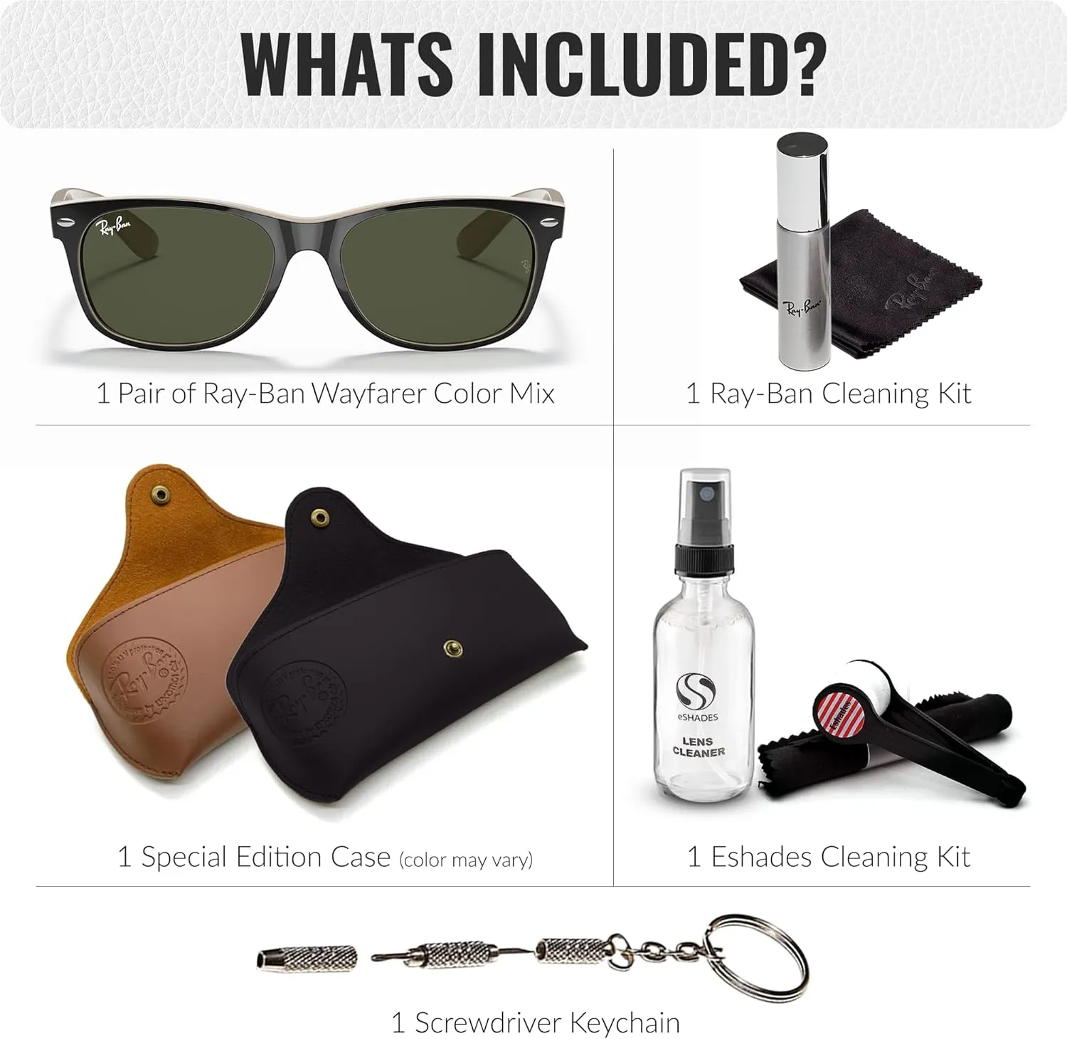 Ray-Ban RB2132 New Wayfarer Color Mix Square Shape Sunglasses With Eyewear Kit Bundle - High Bridge Fit - Square Sunglasses