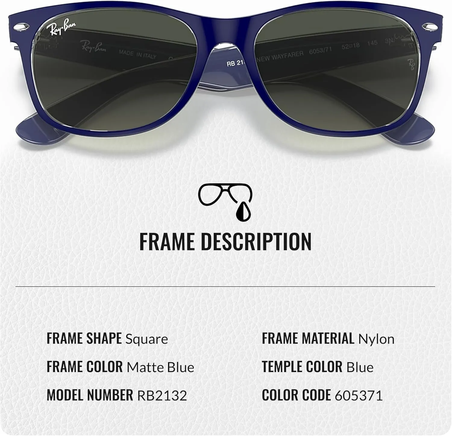 Ray-Ban RB2132 New Wayfarer Color Mix Square Shape Sunglasses With Eyewear Kit Bundle - High Bridge Fit - Square Sunglasses