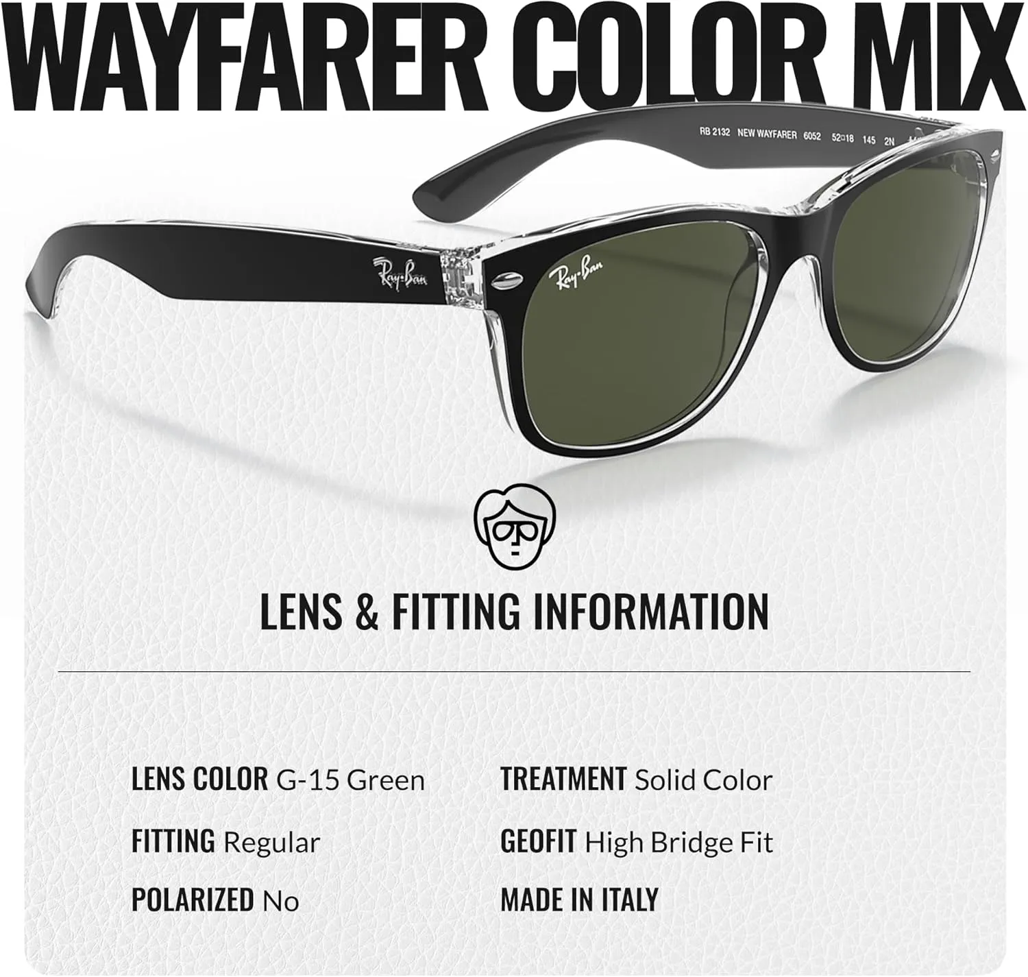 Ray-Ban RB2132 New Wayfarer Color Mix Square Shape Sunglasses With Eyewear Kit Bundle - High Bridge Fit - Square Sunglasses