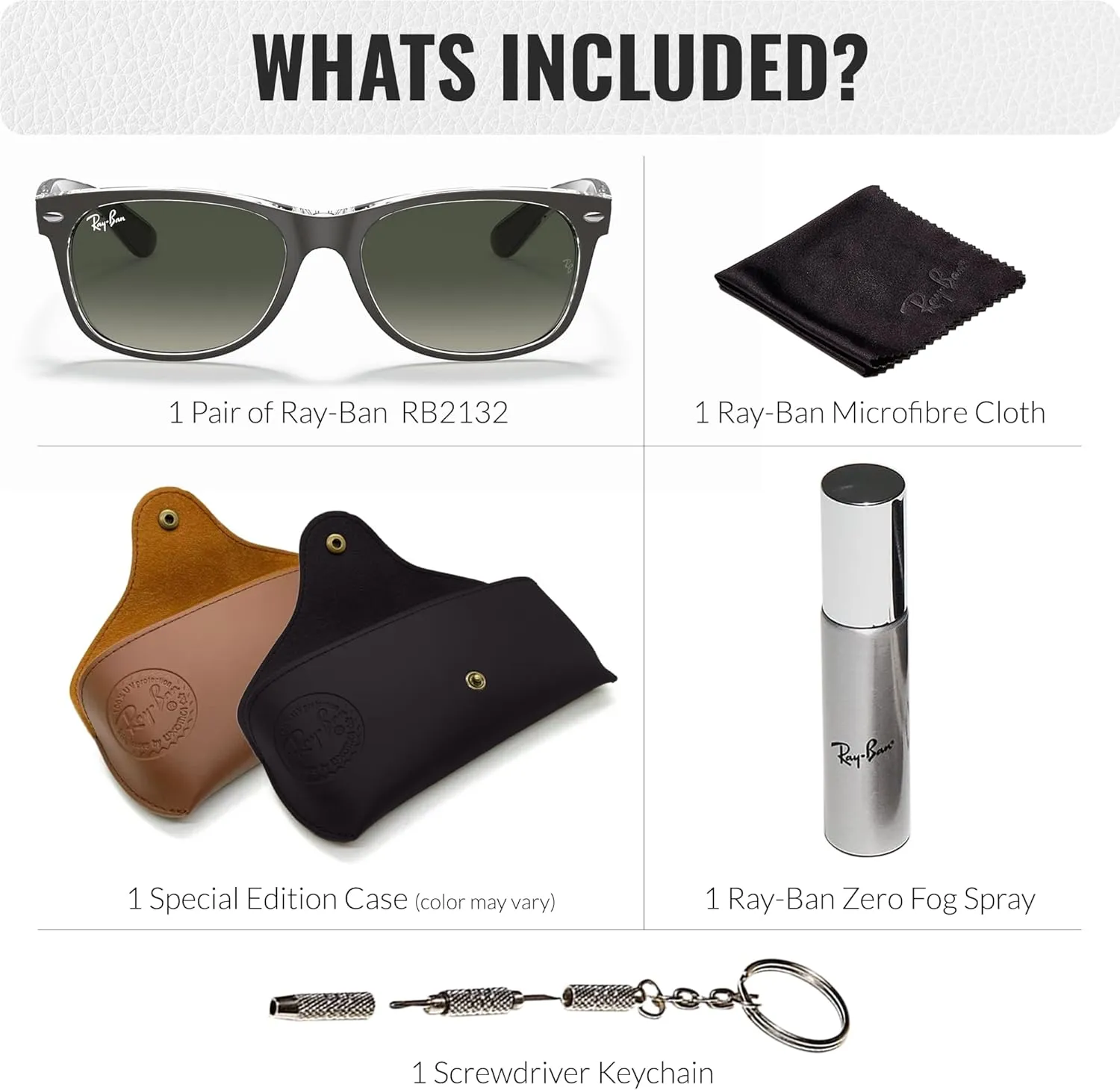 Ray-Ban RB2132 New Wayfarer Color Mix Square Shape Sunglasses With Eyewear Kit Bundle - High Bridge Fit - Square Sunglasses