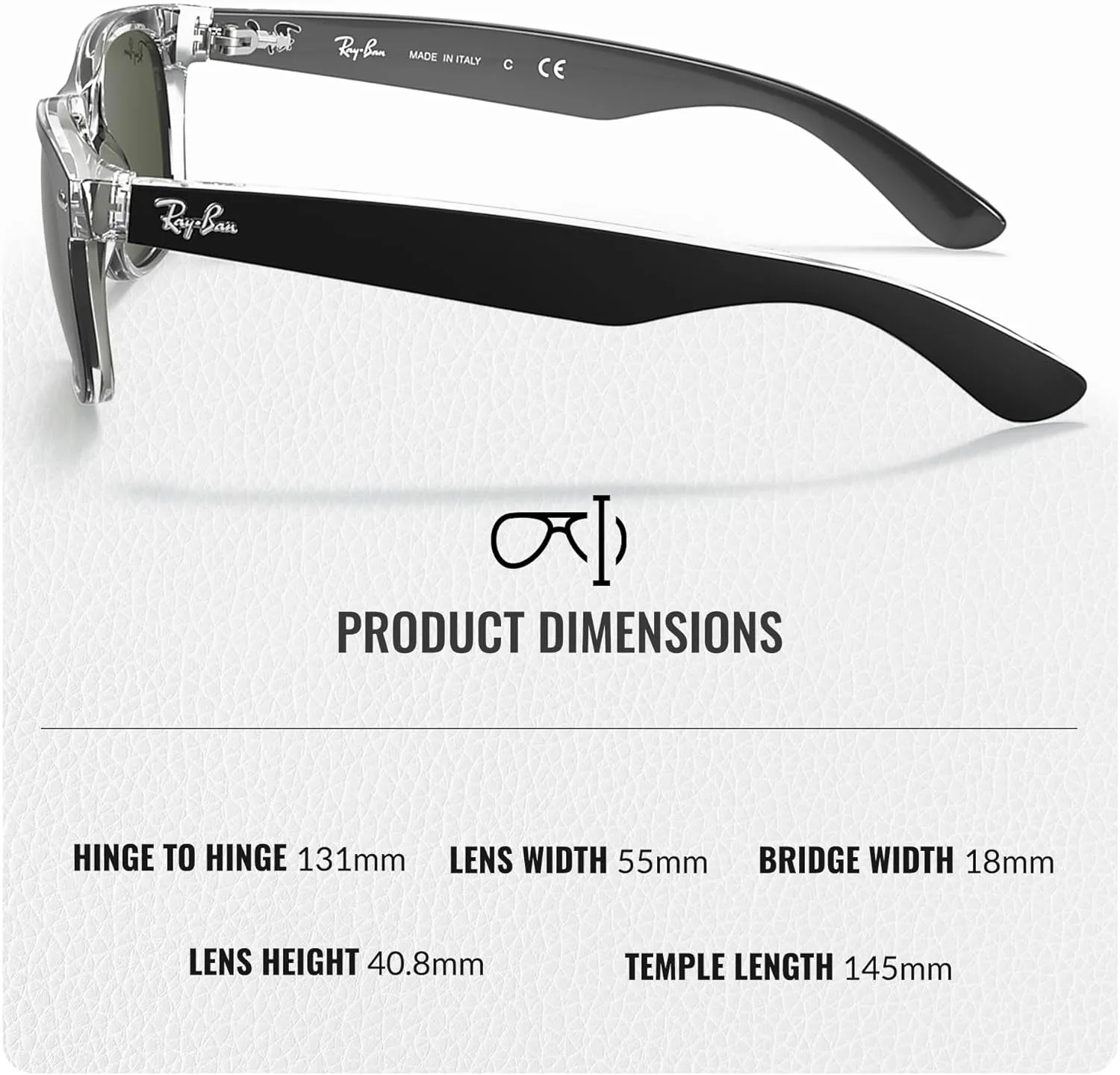 Ray-Ban RB2132 New Wayfarer Color Mix Square Shape Sunglasses With Eyewear Kit Bundle - High Bridge Fit - Square Sunglasses
