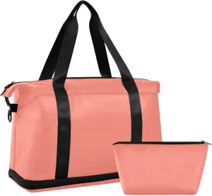 Salmon Weekender Bags for Women Travel Duffel Bags with Shoe Compartment Overnight Bag Carry on Sports Duffel Bag with Toiletry Bag for Travel/Business/Gift Salmon
