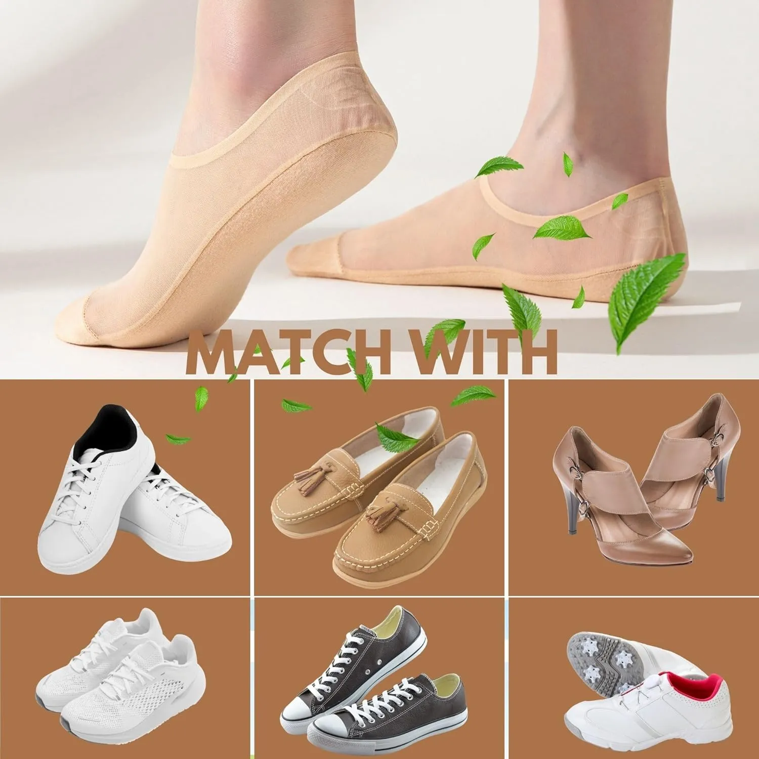 Seamless No Show Socks Ultra Thin Liner Socks for Women Lightweight Flat Boat Line Cotton Footies