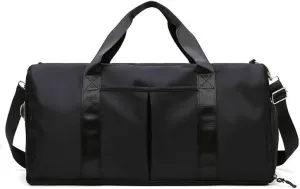 Small Size Gym Bag for Women and Men, Workout Bag for Sports and Weekend Getaway, Waterproof Travel Duffel Bag with Shoe and Wet Clothes Compartments (BLACK)