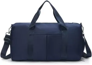Small Size Gym Bag for Women and Men, Workout Bag for Sports and Weekend Getaway, Waterproof Travel Duffel Bag with Shoe and Wet Clothes Compartments (DEEP BLUE)
