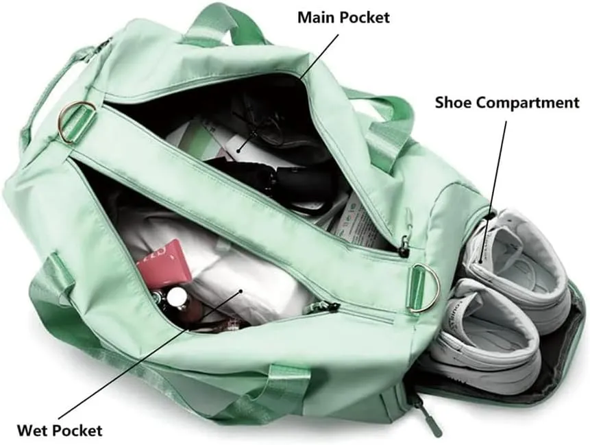 Small Size Gym Bag for Women and Men, Workout Bag for Sports and Weekend Getaway, Waterproof Travel Duffel Bag with Shoe and Wet Clothes Compartments (DEEP BLUE)