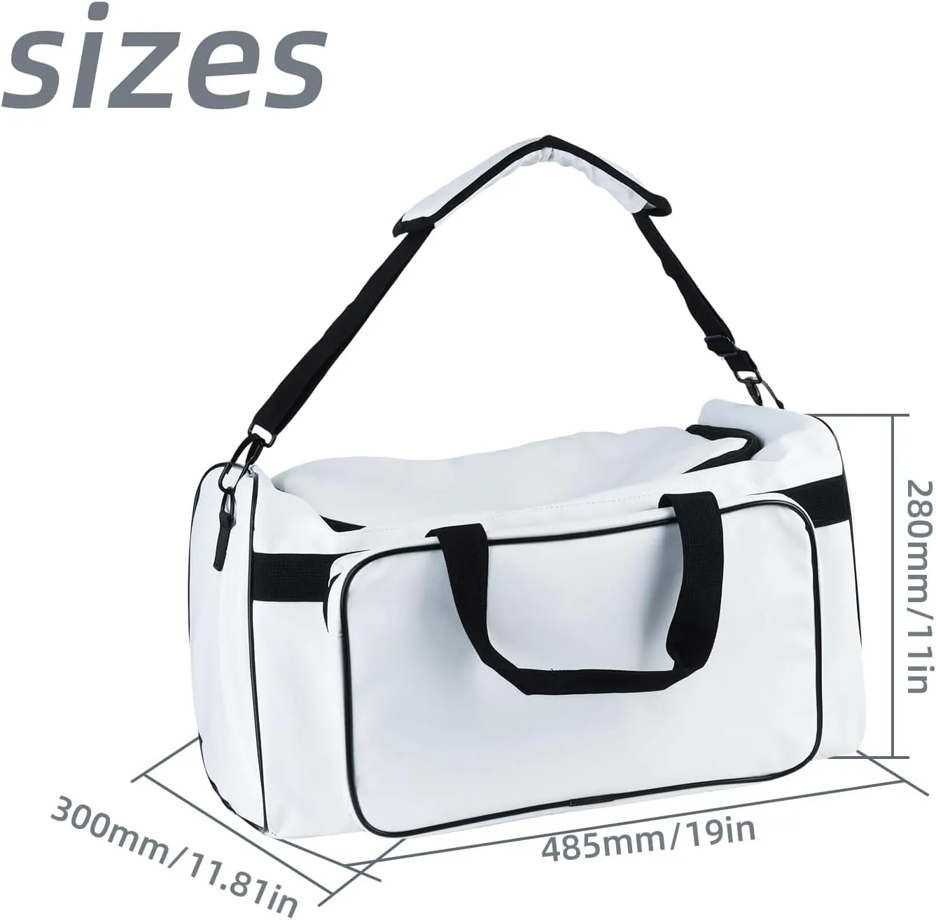 Sneaker Bag for Travel with 3 Adjustable Dividers for 4 Pairs of Shoes, 30L Outdoor Sports Bag/Gym Bag with Detachable Shoulder(White)