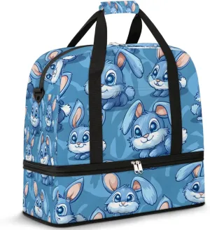 Sports Duffel Bag, Foldable Easter Bunny Travel Duffel Bag, Gym Yoga Beach Bag Weekender Overnight Bag with Shoes Compartment for Men Women, Rabbits
