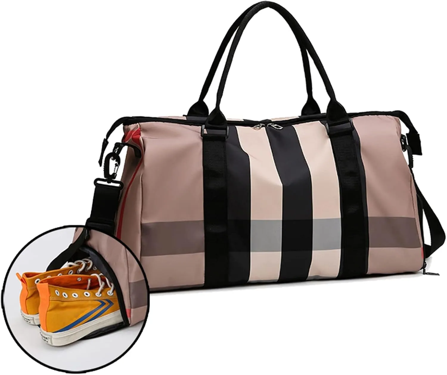 Sports Duffel Bags Gym Bags For Women Men With Shoes Pocket Nylon Large Big Fashion Travel Training Waterproof Sports Fitness Shopper Shoulder Bag(Burgundy)