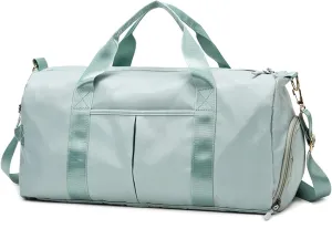 Sports Duffel Bags Gym Bags Waterproof Nylon Outdoor Sports Training Fitness Travel Yoga Ultralight Bag Men Women Handbag with Shoes Compartment(Light green)