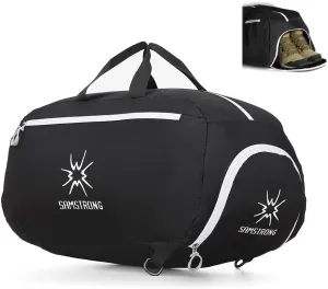 Sports Gym Bag with Shoes Compartment 50 Liter Water Resistant Travel Duffel Bag Durable Duffle Bag Weekender Bag for Men and Women, Black