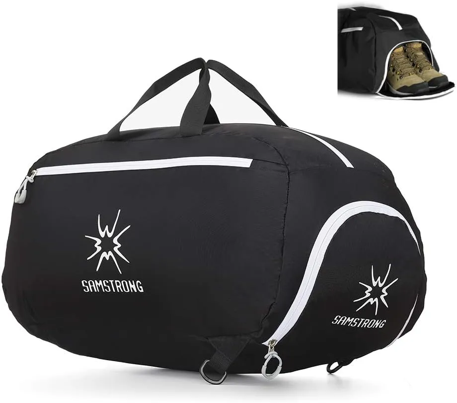 Sports Gym Bag with Shoes Compartment 50 Liter Water Resistant Travel Duffel Bag Durable Duffle Bag Weekender Bag for Men and Women, Black