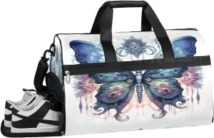 Sports Gym Bag Women Men with Wet Pocket & Shoes Compartment, Beautiful Butterfly Travel Duffel Bag, Workout Dance Bag Tote Bags, Carry On Weekender