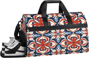 Sports Gym Bag Women Men with Wet Pocket & Shoes Compartment, Colorful Red Color Travel Duffel Bag, Workout Dance Bag Tote Bags, Carry On Weekender