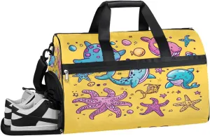 Sports Gym Bag Women Men with Wet Pocket & Shoes Compartment, Cute Animal Pattern Travel Duffel Bag, Workout Dance Bag Tote Bags, Carry On Weekender