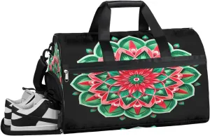Sports Gym Bag Women Men with Wet Pocket & Shoes Compartment, Mandala Mexican Colors Travel Duffel Bag, Workout Dance Bag Tote Bags, Carry On Weekender