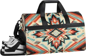 Sports Gym Bag Women Men with Wet Pocket & Shoes Compartment, Seamless Sadu Pattern Travel Duffel Bag, Workout Dance Bag Tote Bags, Carry On Weekender
