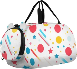 Star and Round Circle Boy's Gym Duffel Bag with Shoes Compartment Large Capacity Travel Duffel with Adjustable Strap for Beach Swim Bags Pool Sports