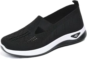 StoneLiquid Women's Comfortable Breathable Knitted Sneakers Orthopedic Walking Arch Support Soft Cut-Out Shoes