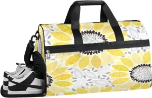 Sunflower Abstract Flower Resistant Sports Gym Bag for Women Men Travel Duffel bag with Wet Pocket & Shoes Compartment Waterproof Weekender Bag 19.7"x9.9"x13"