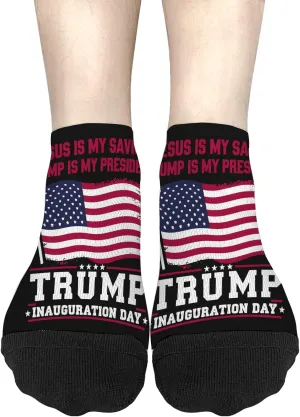 T Inauguration Day 2025 47th President Jesus is my savior T is my president No Show Socks for Women Athletic Sock for Mens
