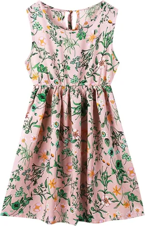 Toddler Tutu Sundress Girls Summer Dress Fruit Floral Print Sleeveless Casual A Line Dresses Beach Sundress 3-9 Years