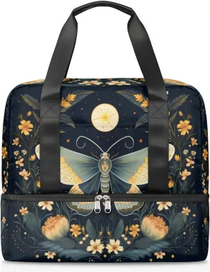 Travel Duffel Bags Ethnic Butterfly Sports Gym Bag with Wet Pocket & Shoes Compartment Large Duffel Bags Waterproof Overnight Bag Weekender Bags for Women Men