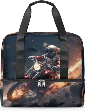 Travel Duffel Bags Motor Astronaut Sports Gym Bag with Wet Pocket & Shoes Compartment Large Duffel Bags Waterproof Overnight Bag Weekender Bags for Women Men