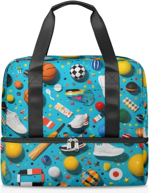Travel Duffel Bags Sport Balls Sports Gym Bag with Wet Pocket & Shoes Compartment Large Duffel Bags Waterproof Overnight Bag Weekender Bags for Women Men