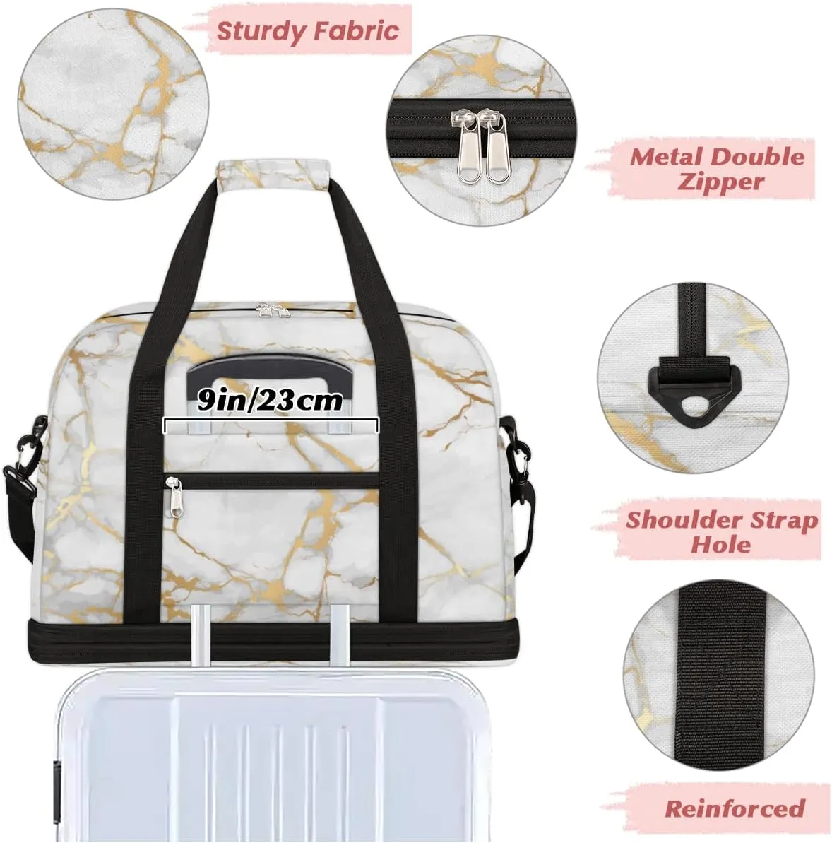 Travel Duffle Bags With Shoes Compartment for Women Men Lightweigh Sports Tote Gym Bag Foldable Canvas Weekender Overnight Carry On Luggage Handle Bag, Color2