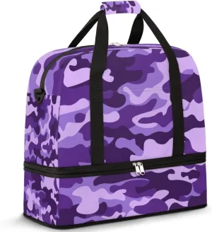Travel Duffle Bags With Shoes Compartment for Women Men Lightweigh Sports Tote Gym Bag Foldable Canvas Weekender Overnight Carry On Luggage Handle Bag, print 3