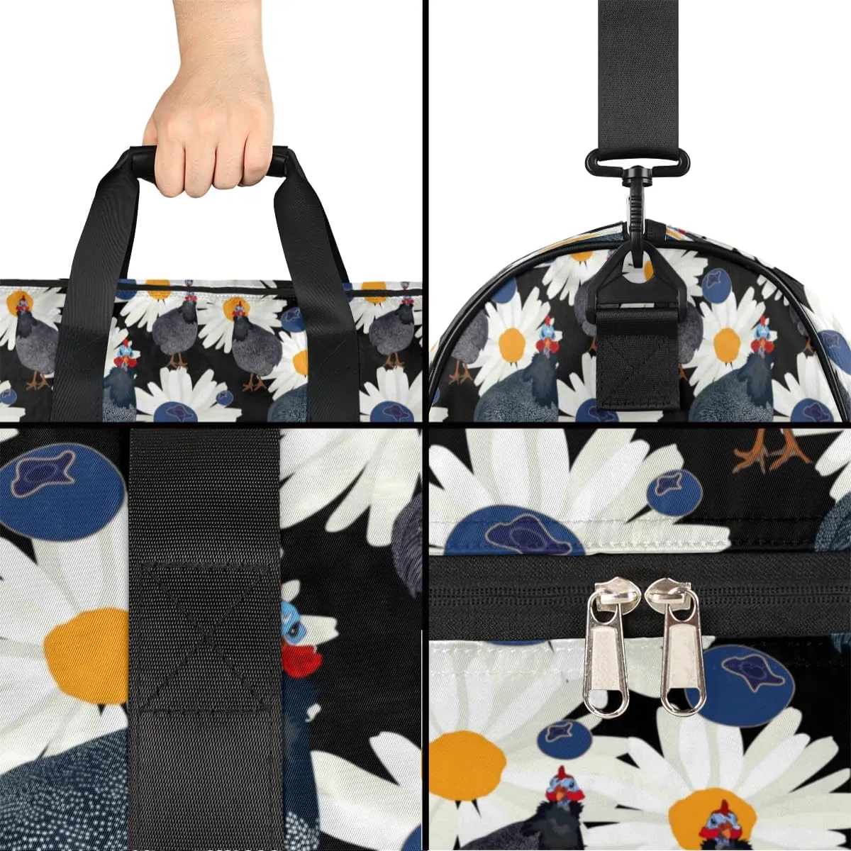 Turkey Flower Sports Gym Bag for Women Men Travel Duffel Bag with Wet Pocket & Shoes Compartment Waterproof Weekender Overnight Tote Carry on Bag Lightweight