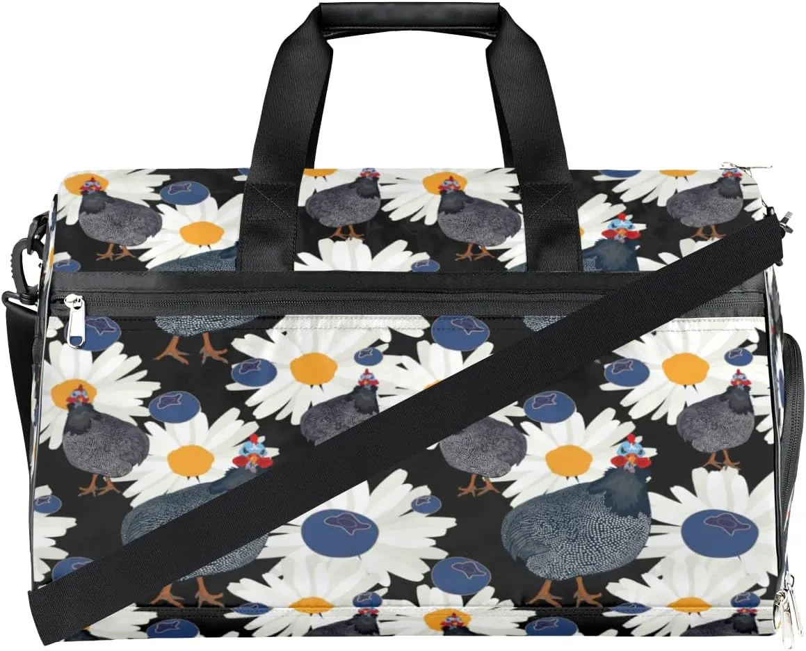 Turkey Flower Sports Gym Bag for Women Men Travel Duffel Bag with Wet Pocket & Shoes Compartment Waterproof Weekender Overnight Tote Carry on Bag Lightweight