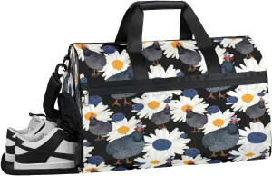 Turkey Flower Sports Gym Bag for Women Men Travel Duffel Bag with Wet Pocket & Shoes Compartment Waterproof Weekender Overnight Tote Carry on Bag Lightweight