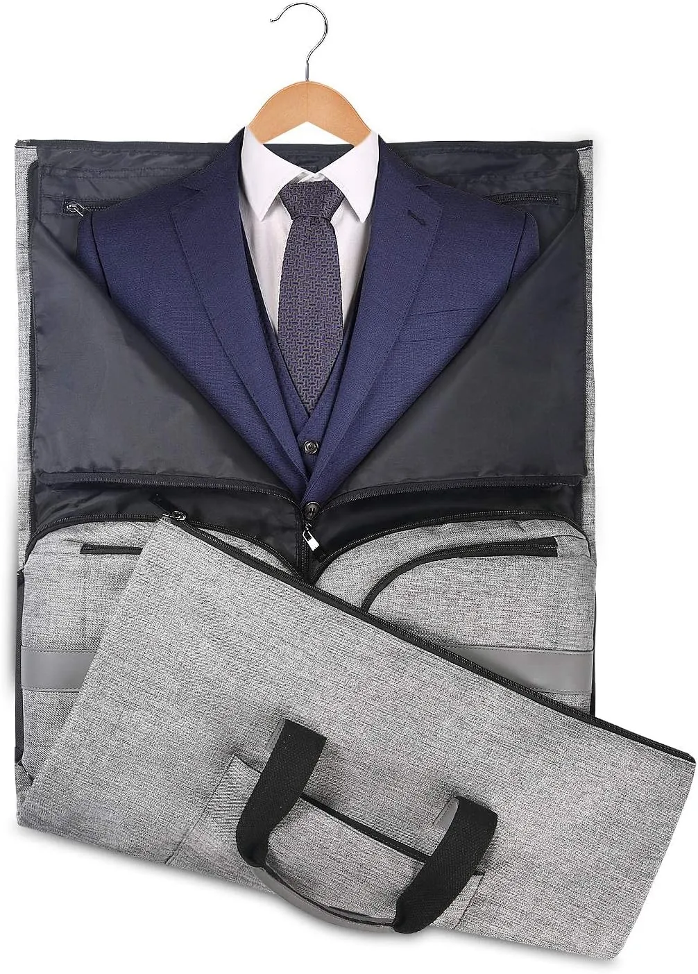 UNIQUEBELLA Carry on Garment Bag for Travel Convertible Garment Duffel Suit Bag with Shoe Compartment Weekend Flight Bag for Men Women