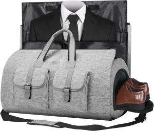 UNIQUEBELLA Carry on Garment Bag for Travel Convertible Garment Duffel Suit Bag with Shoe Compartment Weekend Flight Bag for Men Women