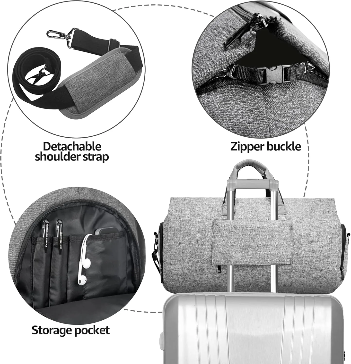 UNIQUEBELLA Carry on Garment Bag for Travel Convertible Garment Duffel Suit Bag with Shoe Compartment Weekend Flight Bag for Men Women