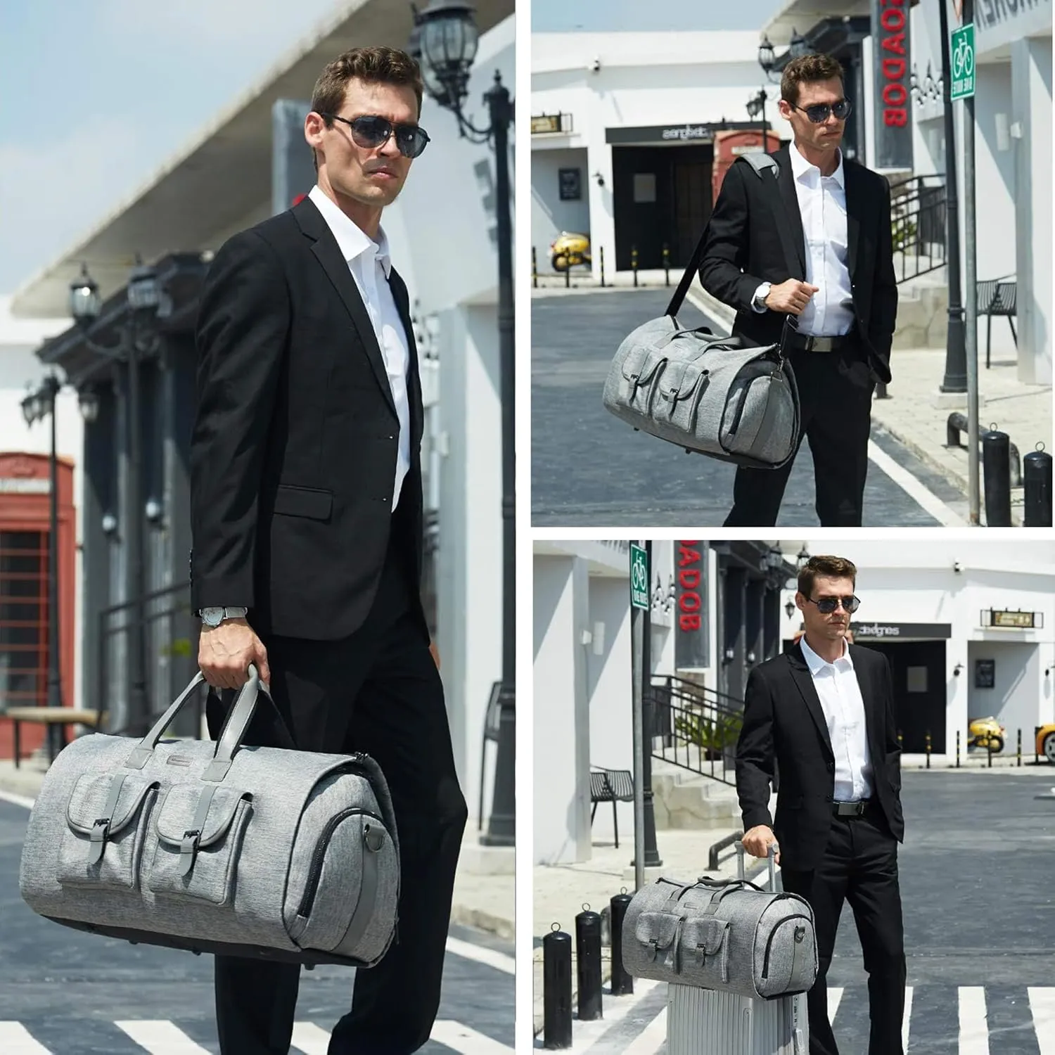 UNIQUEBELLA Carry on Garment Bag for Travel Convertible Garment Duffel Suit Bag with Shoe Compartment Weekend Flight Bag for Men Women