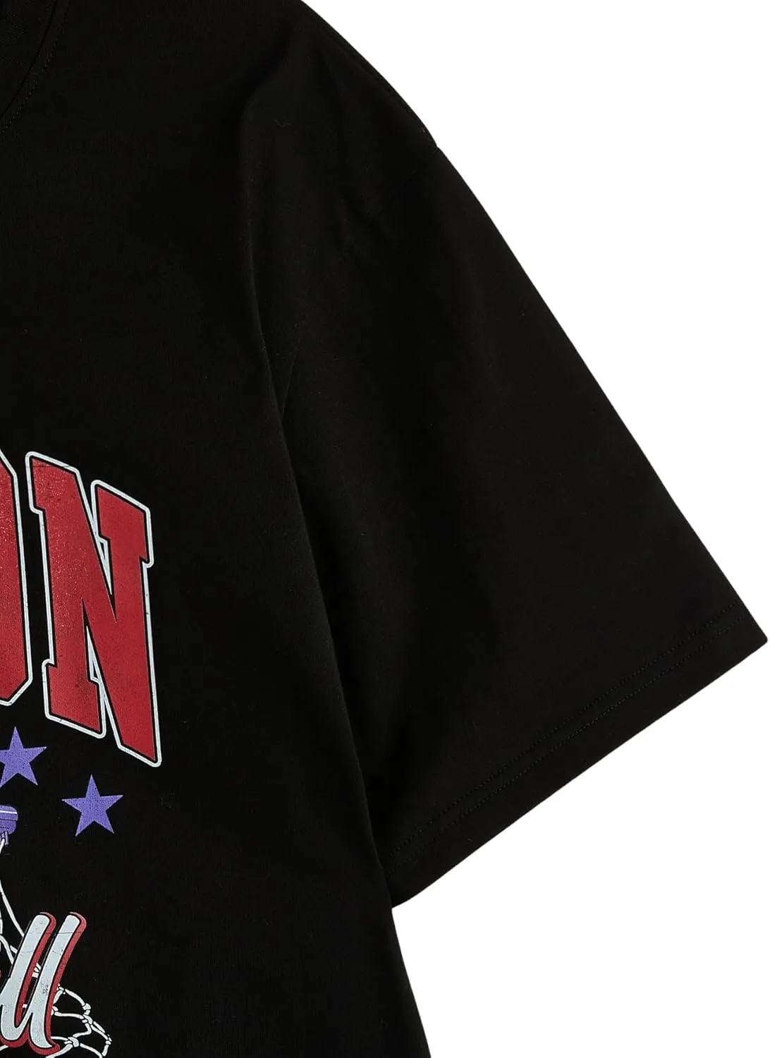Verdusa Men's Basketball Vintage Letter Graphic Oversized T Shirt Round Neck Drop Shoulder Tee Tops