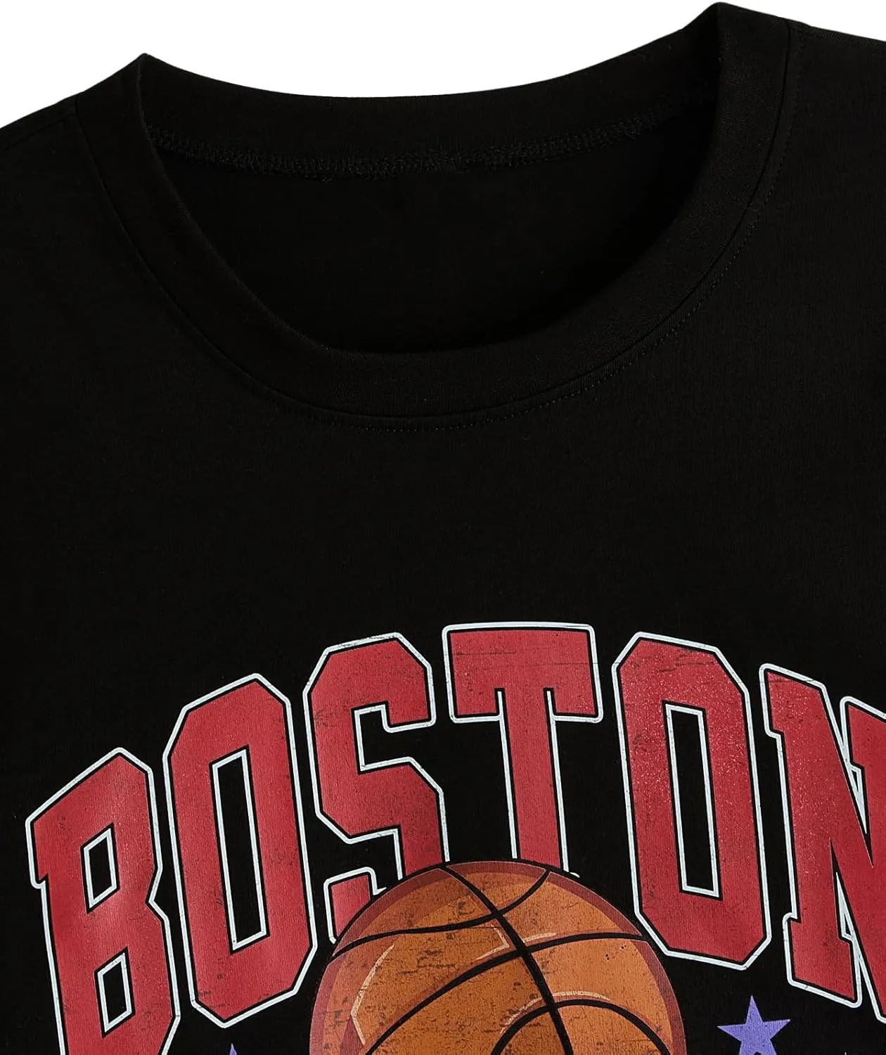 Verdusa Men's Basketball Vintage Letter Graphic Oversized T Shirt Round Neck Drop Shoulder Tee Tops