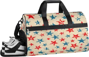 Vintage Star Sports Gym Bag for Women Men Travel Duffel Bag with Wet Pocket & Shoes Compartment Waterproof Weekender Overnight Tote Carry on Bag Lightweight