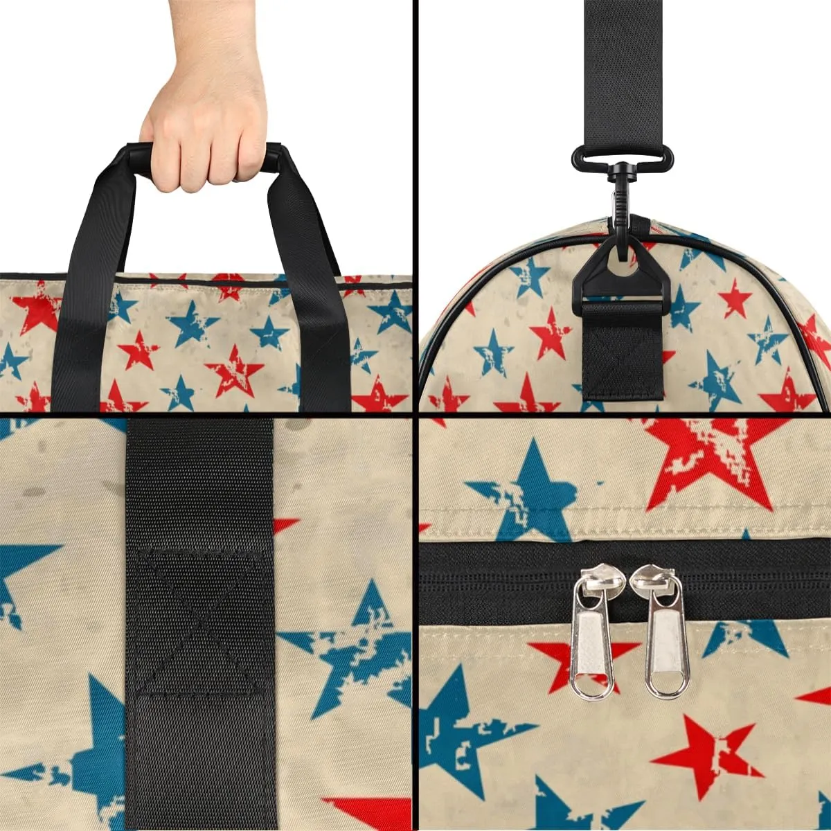 Vintage Star Sports Gym Bag for Women Men Travel Duffel Bag with Wet Pocket & Shoes Compartment Waterproof Weekender Overnight Tote Carry on Bag Lightweight